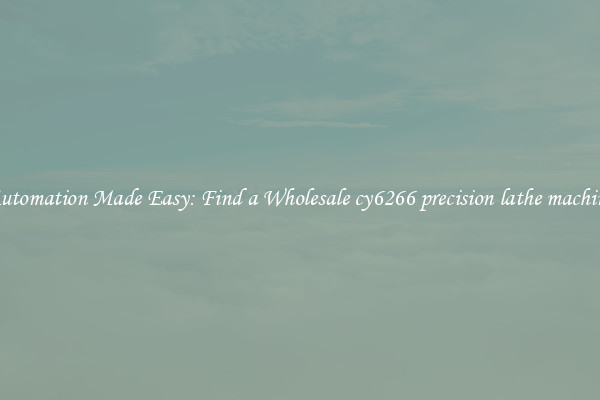  Automation Made Easy: Find a Wholesale cy6266 precision lathe machine 